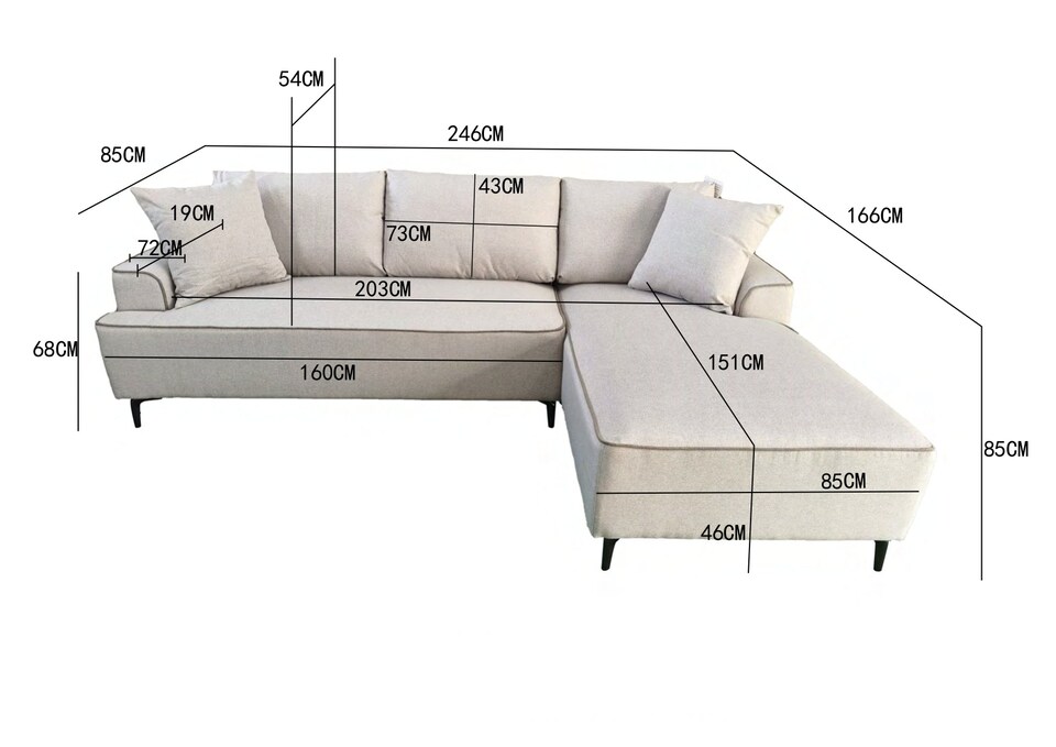 image 1 of The Milano Edge 3 Seater Left Hand Corner Sofa in Grey or Beige | Grey | One Size