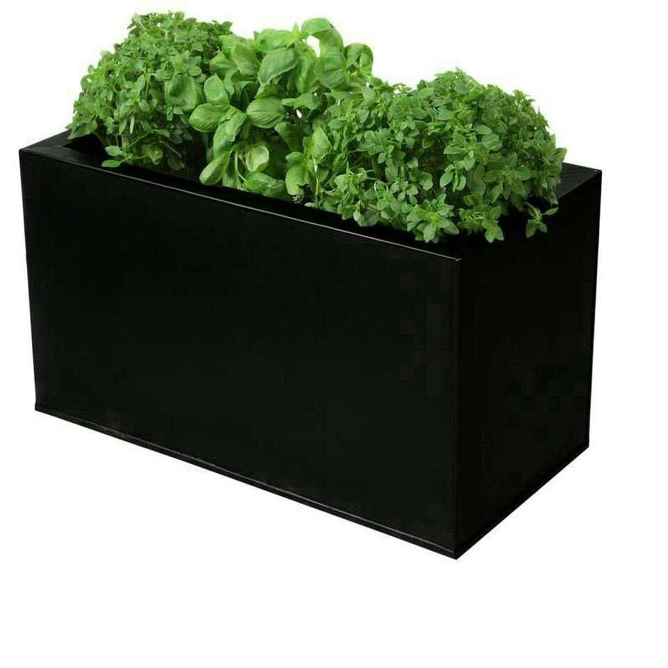 image 1 of Primrose Zinc Steel Outdoor Black Weather Resistant Patio Planter 50cm