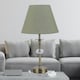 image 2 of Antique Brass Table Lamp with Facet Detail and Sage Green Shade Bronze | Green