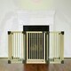image 1 of Safetots Wooden Multi Panel Fire Surround, 88cm Deep x 200cm Wide, Natural Wood, 76cm Tall, Baby and Toddler Fire Guard, Safety Barrier for Fireplaces