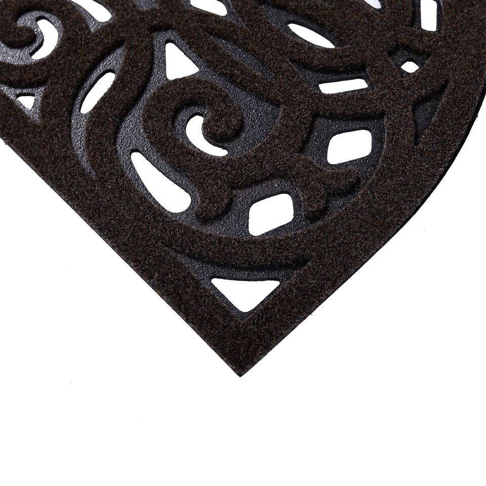 image 1 of Nicoman Victorian Style Halfmoon Rubber Outdoor Door Mat Brown 75 x 44cm