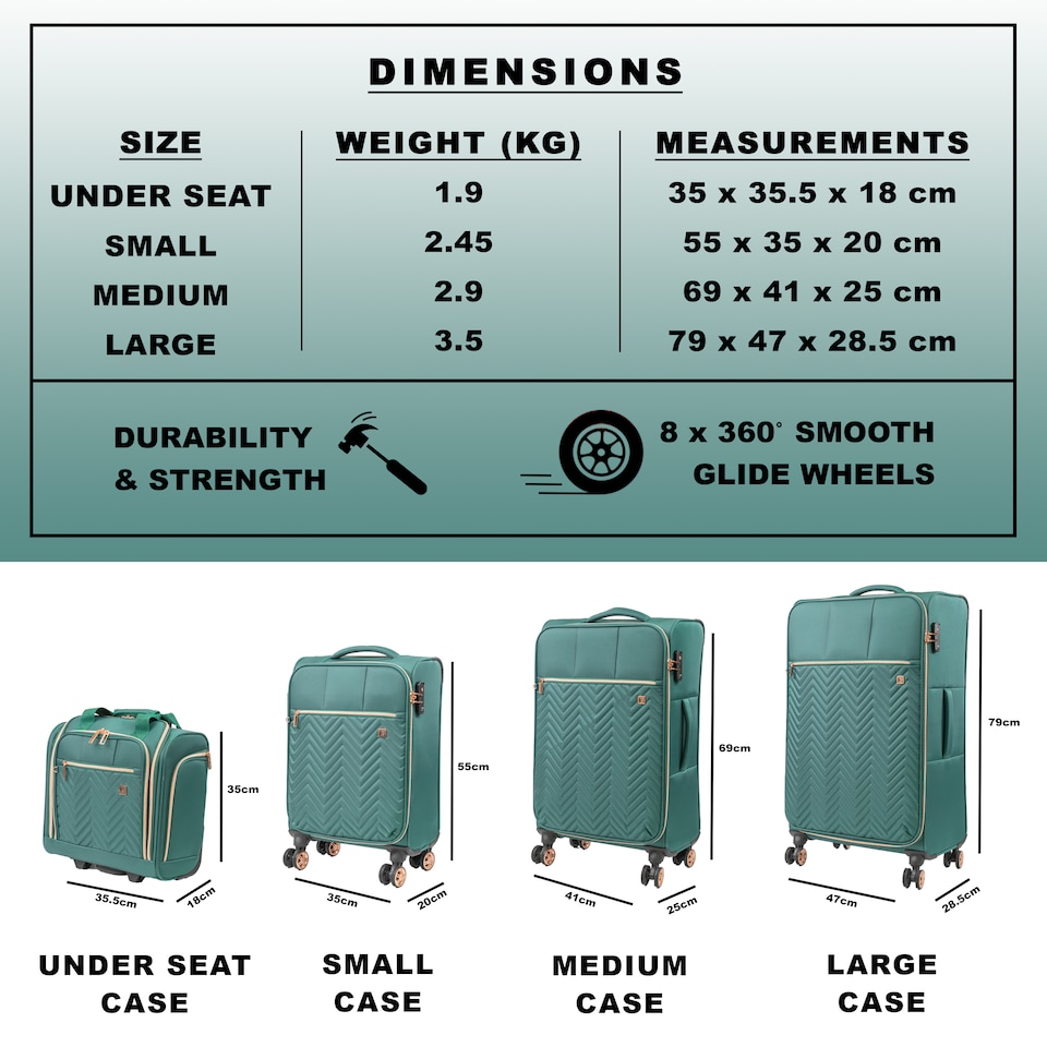 Gino Ferrari Biella Large Checked Travel Suitcase 4 Wheel - Green