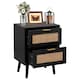 image 1 of Modern Black Rattan Bedside Table with 2 Drawers - Bedside Cabinet for Bedroom & Living Room (W40 x D30 x H52cm)