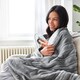 image 2 of Cosi Home Fleece & Sherpa Electric Heated Throw - Grey
