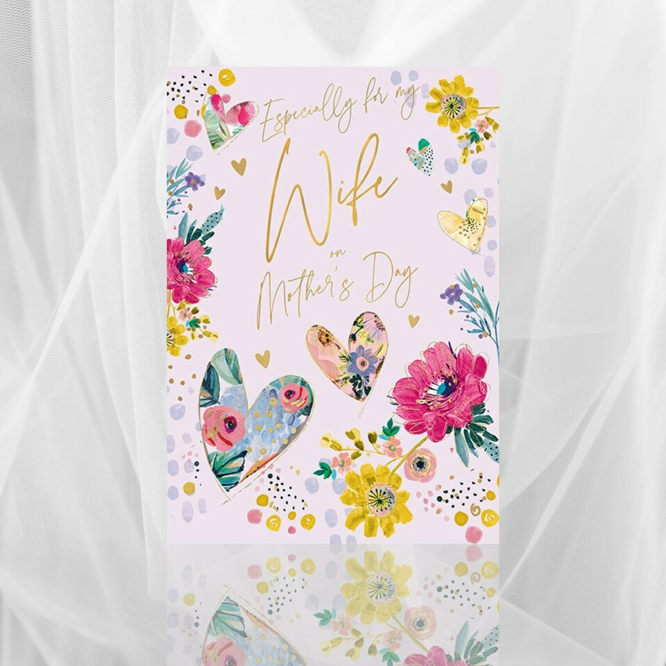 image 1 of Words 'n' Wishes Mother's Day Card to my Wife on Mother's Day, 23.5 x 16.5 cms, Multi-coloured