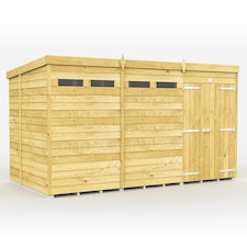 12 x 6 Feet Pent Security Shed - Double Door - Wood - L178 x W358 x H201 cm | Brown