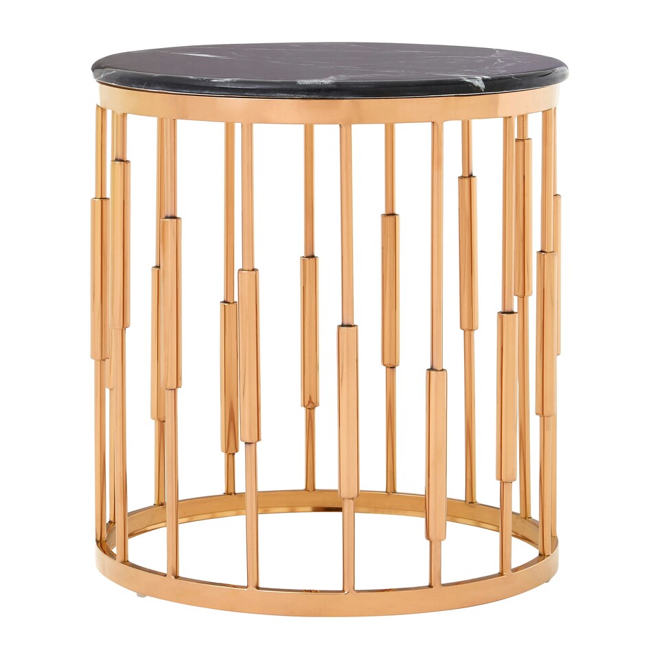 image 1 of Interiors By Premier Functional Round Copper Finish Side Table, Luxury Modern Side Table For Livingroom, Sturdy Bedside Table Multi