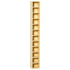 HOMCOM 204 CD Storage Tower Tall Bookcase Bookshelf with 12 Cubes Oak Tone