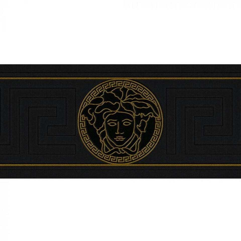image 1 of Versace Medusa Wallpaper Border - Black/Gold - 5m x 13cm | Black