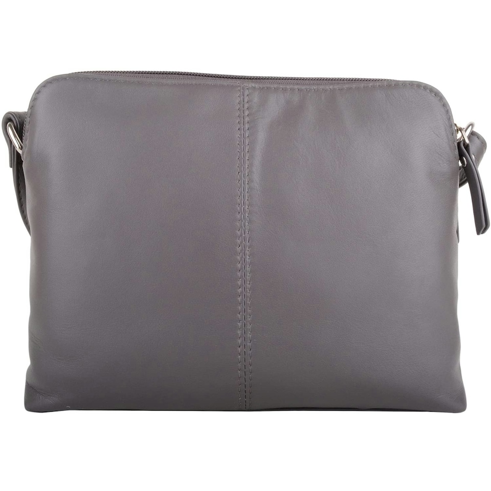 image 1 of Genuine Soft Leather Crossbody Shoulder Handbag with Adjustable Strap Grey | Dark Grey