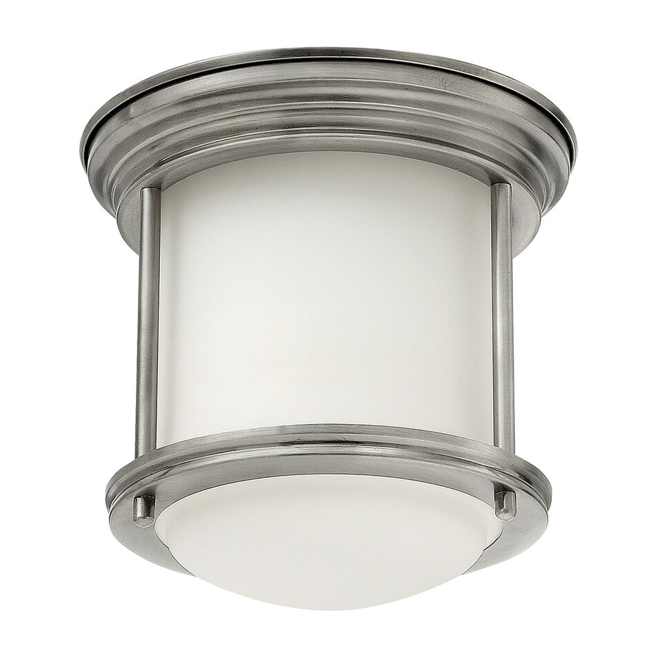 image 1 of Hinkley Hadrian 1 Light Flush Mount Antique Nickel with Opal Glass IP44