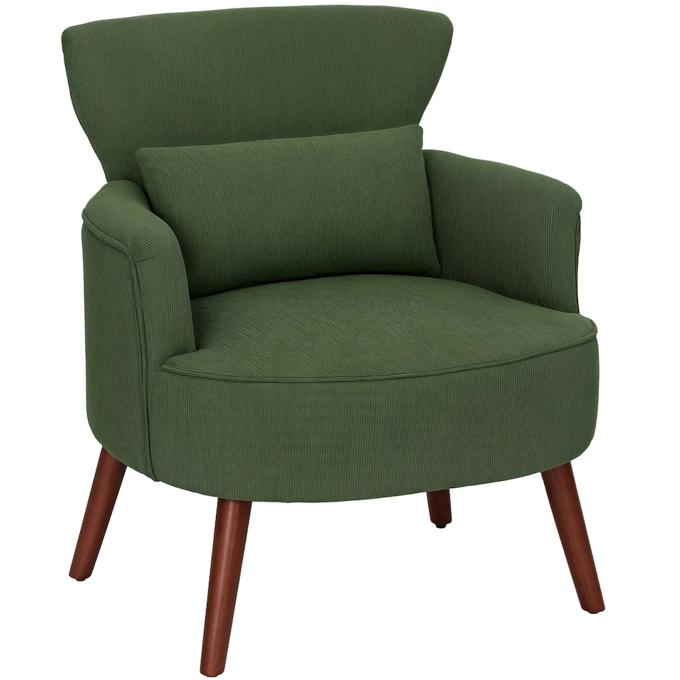 image 1 of HOMCOM Armchair with Padded Seat and Backrest for Living Room, Green Green