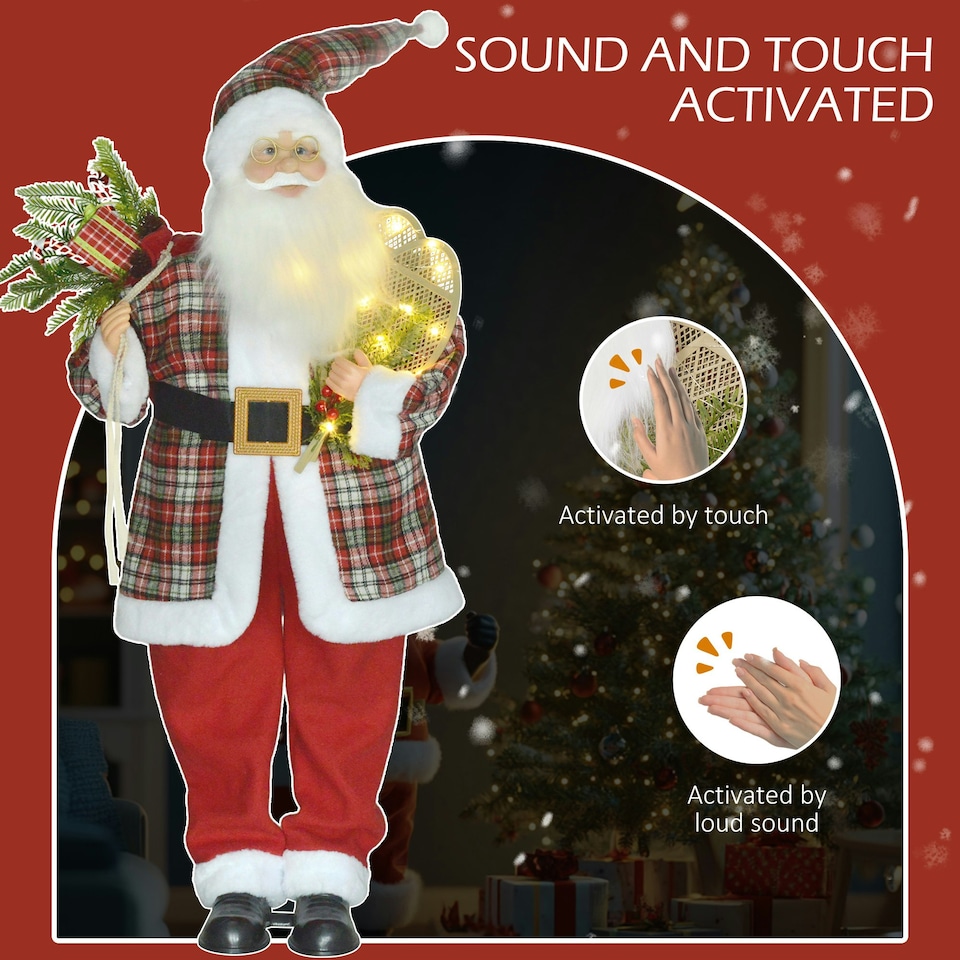 image 1 of HOMCOM 133cm Animated Santa Claus w/ Sound Activated Festive Music for Party