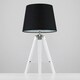 image 1 of ValueLights Clipper White Tripod Table Lamp With Large Black Tapered Shade Black