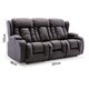 image 6 of Caesar 3 Seater Electric High Back Bonded Leather Recliner Sofa (Brown)