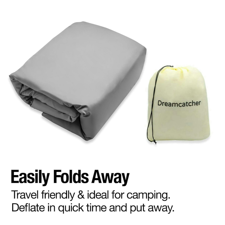image 1 of Dreamcatcher Double Inflatable Blow Up Mattress Air Bed Integrated built-in pump Grey