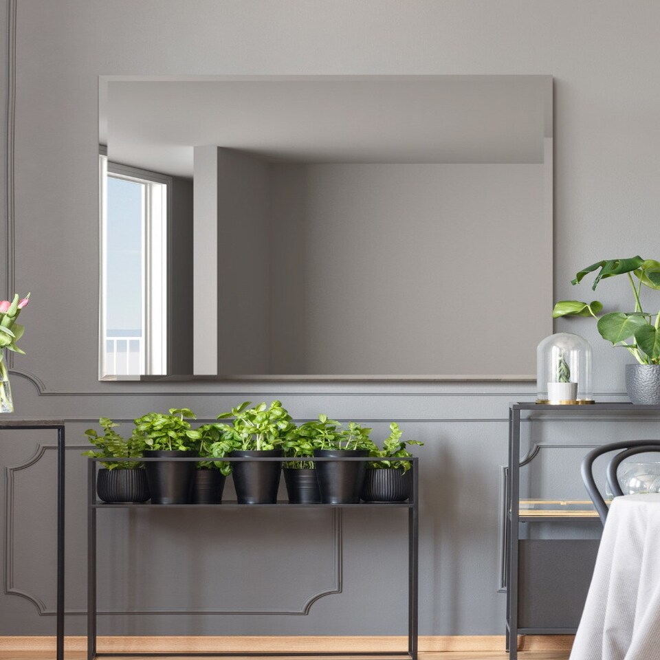 image 1 of The Moderni - All Glass Modern Bevelled Square Wall Mirror 39" X 39" (100x100CM) | Multi