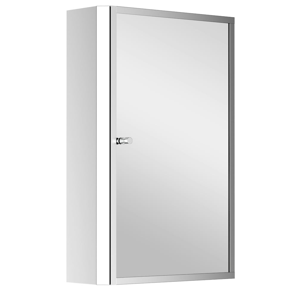 image 1 of HOMCOM Mirror Cabinet Shelves Bathroom Storage  Stainless Steel Wall Cabinet