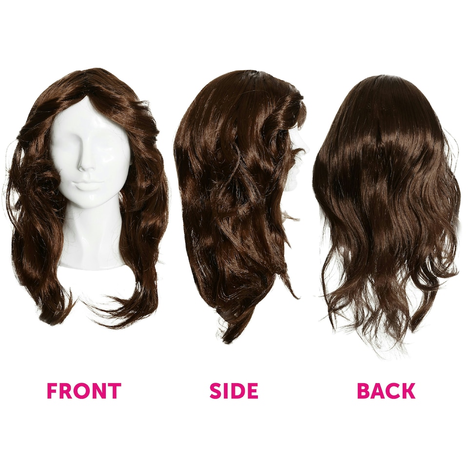 image 1 of 70s Flick Wig – Brown Retro Fancy Dress Hairpiece for Disco & Vintage Costumes Brown | One Size