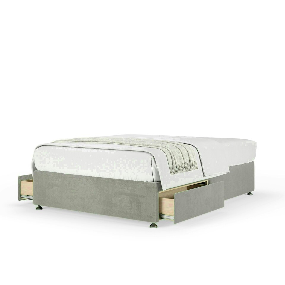 Seal Grey Naples Velvet 2 Drawer Divan Base Single