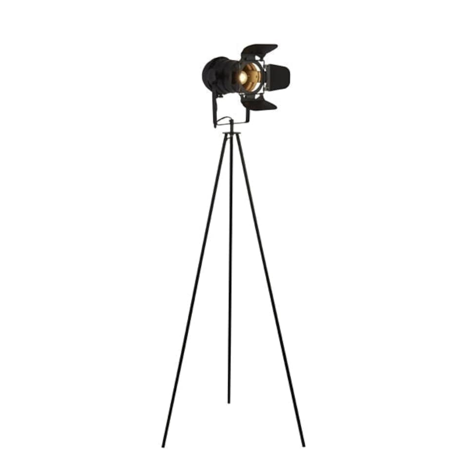 image 1 of Spectre Black Spotlight Tripod Floor Lamp Black