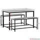 image 3 of Vida Designs Brooklyn 4 Seater Dining Set 3 Piece Table & Bench Set, Grey