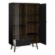 image 5 of Ry China Cabinet 1 Door 1 Glass Door 1 Drawer in Matt Black Walnut