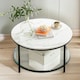 image 2 of 2 Tier Round Faux Marble Coffee Table White