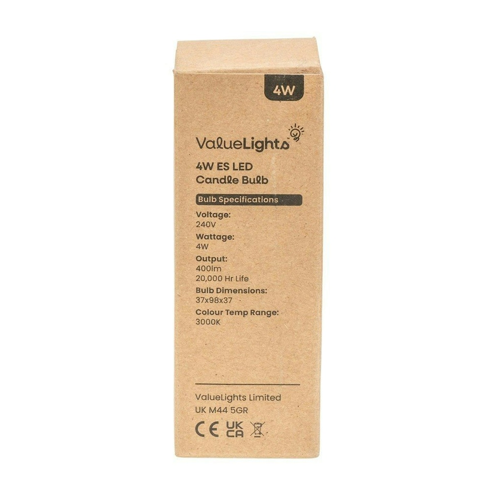 image 1 of ValueLights 6 Pack E14 White Plastic Candle LED 4W Warm White 3000K 400lm Light Bulb
