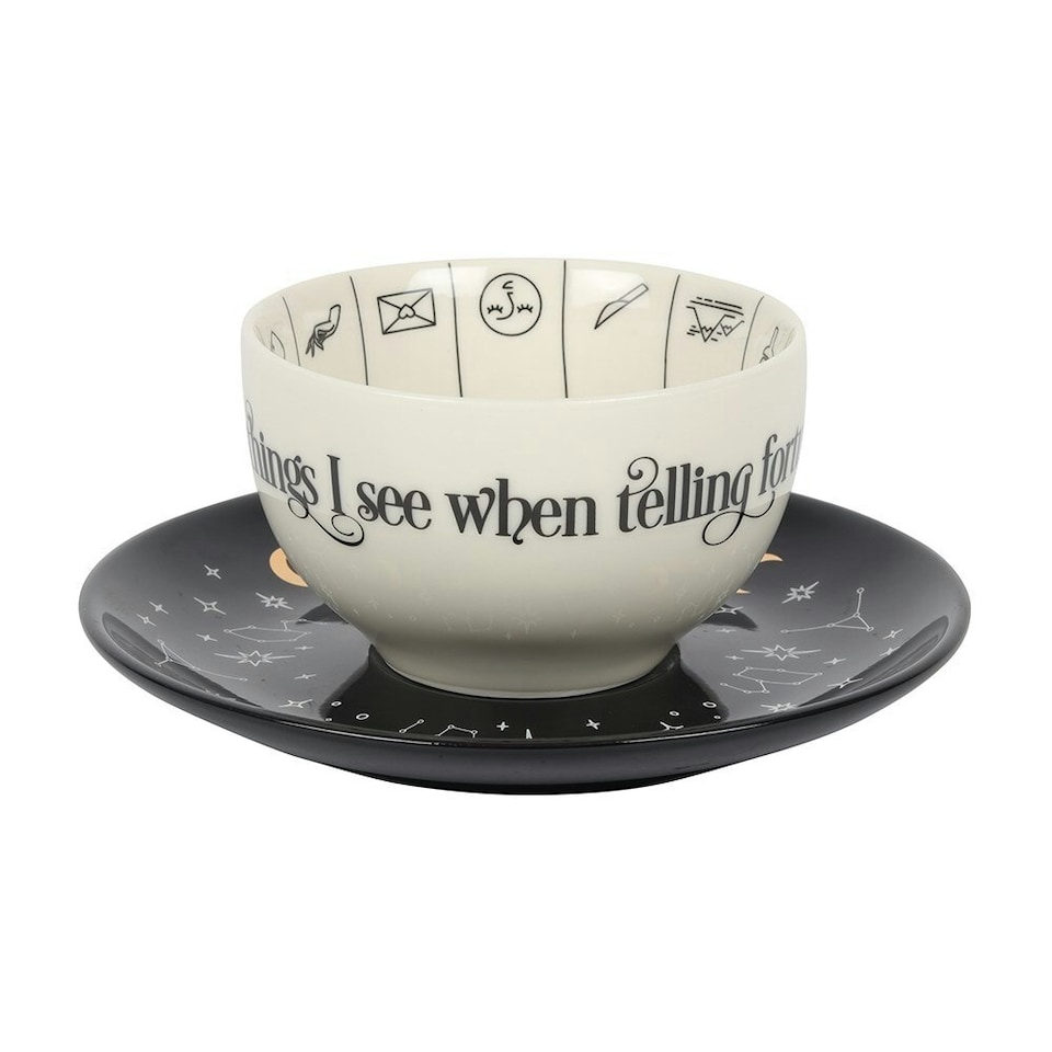 image 1 of Something Different Fortune Telling Ceramic Tea Cup - White/Black - One Size