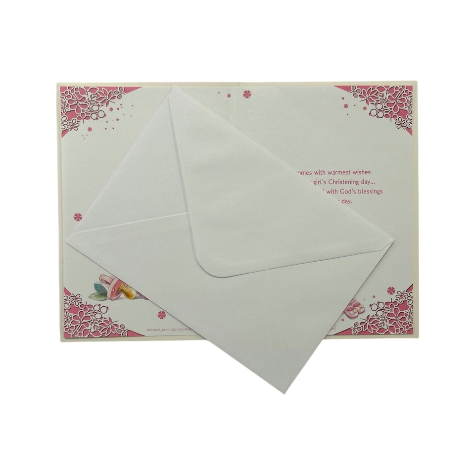 image 1 of On Your Baby Girl's Christening Day Pink Congratulations Card