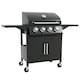 image 1 of Outsunny 3 Burner Gas Grill Portable Barbecue Trolley with Side Shelves