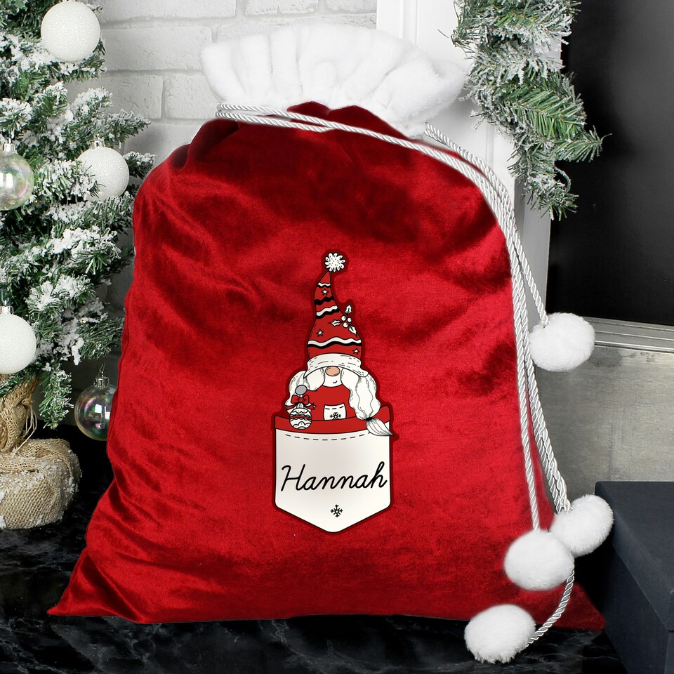 image 1 of Personalised Gonk Family Red Christmas Sack - Female