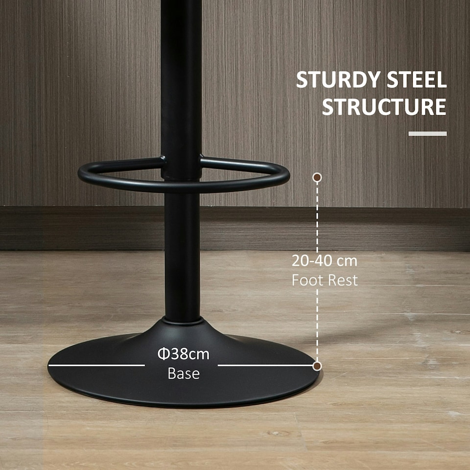 image 1 of HOMCOM Adjustable Swivel Bar Stools Set of 2, Barstools for Counter Bar, Grey