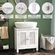 image 8 of COSTWAY Pedestal Sink Storage Cabinet with 2 Doors White