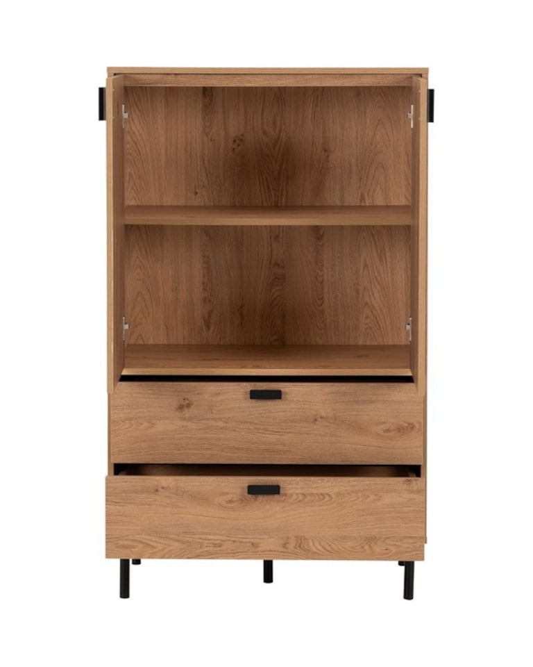image 1 of Leon 2 Door 2 Drawer Cabinet - L40 x W80 x H133 cm - Medium Oak Effect