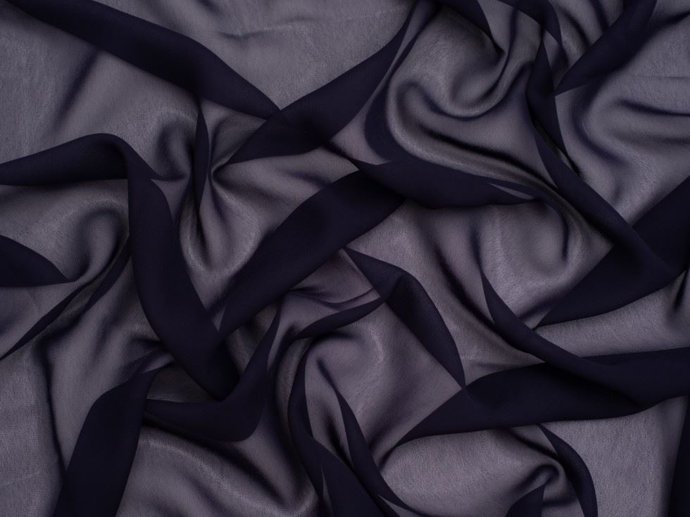Minerva Core Range Navy Light Sheer Chiffon Fabric for Dressmaking, 110cm / 43" Wide - per metre