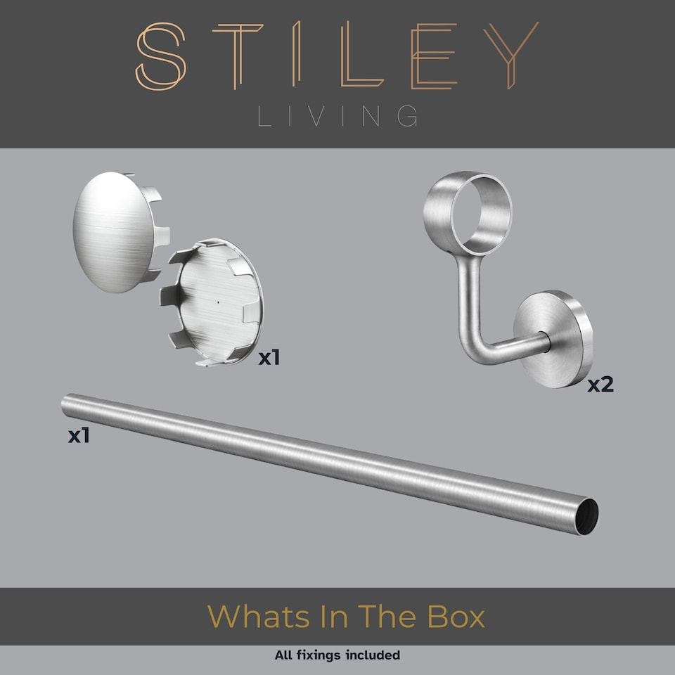 image 1 of Stiley Living Wall Mounted Handrail Kit, Banister System with Brackets and Fixings