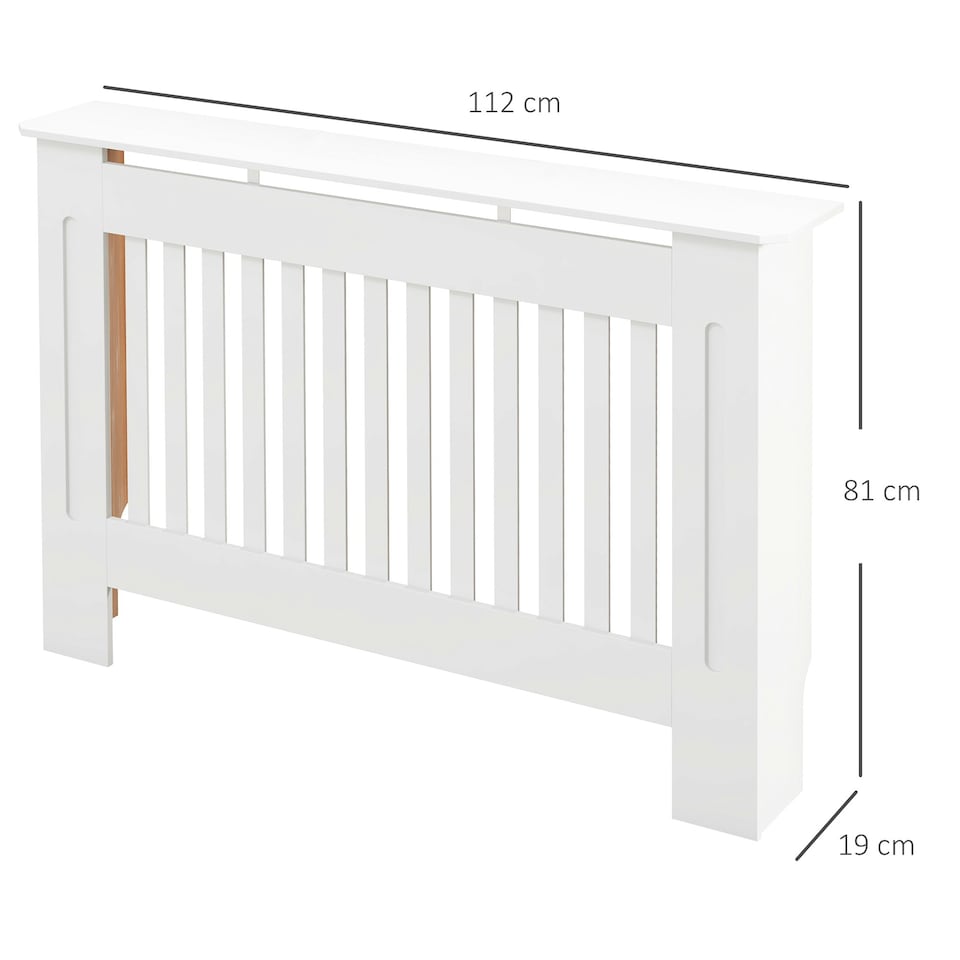 image 1 of HOMCOM Radiator Cover Painted Slatted MDF Cabinet Lined Grill 112x19x81cm