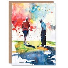 Two Golfing Putting Watercolour Him Birthday Card