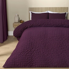 OHS Geometric Ultra Soft Seersucker Duvet Cover Set Red | Wine | Single