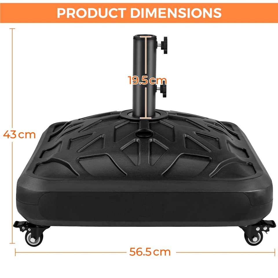 image 1 of Yaheetech 37L Capacity Fillable Rolling Patio Umbrella Base-Black | Black | Black | 1