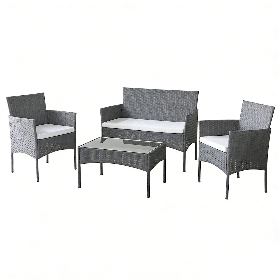 image 1 of MCC DIrect Rattan Sofa Chairs and Table Outdoor Patio Garden Furniture Bistro Set Roger