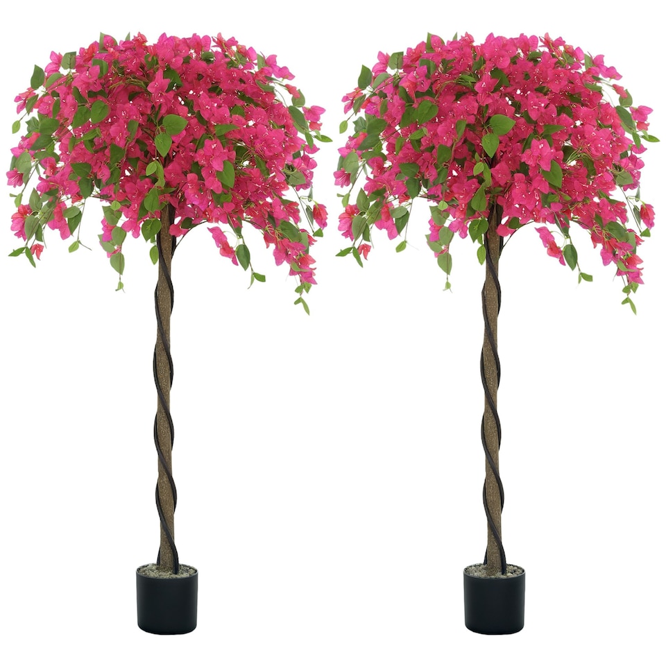 image 1 of HOMCOM Set of 2 Decorative Artificial Plants Fake Plants Purple and Red