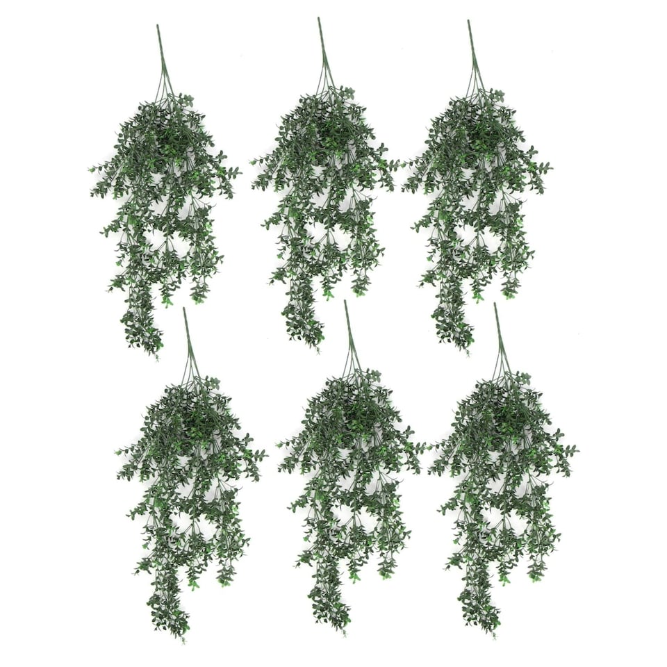 image 1 of Pack of 6 x Hanging UV and Fire Resistant Artificial Small Leaf Plant 78cm