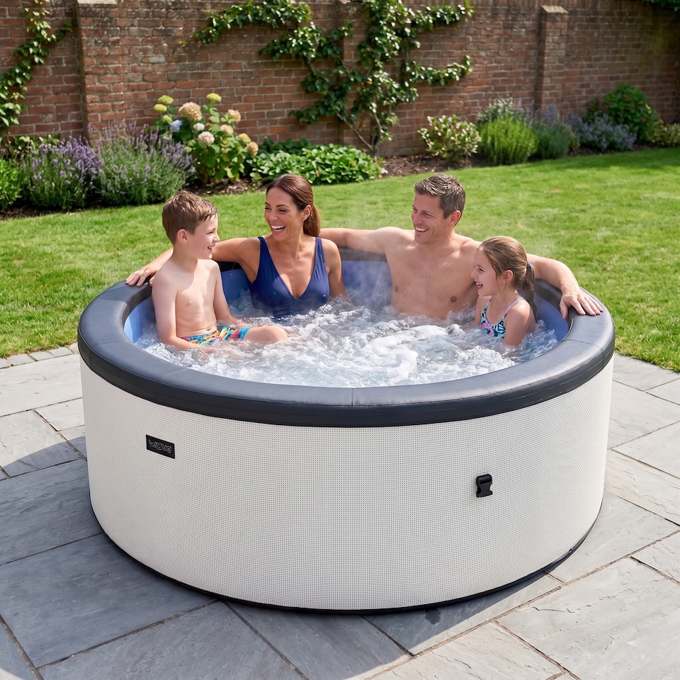 image 1 of Wave Tahoe 4 Person Eco Foam Hot Tub, EnergySave Bundle, Pebble White