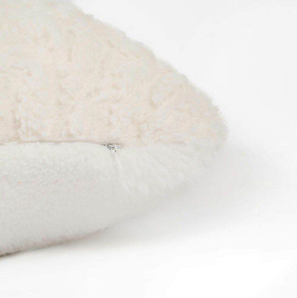 image 1 of OHS 4 x Cable Knit Sherpa Texture Filled Cushions, 45x45cm - Cream