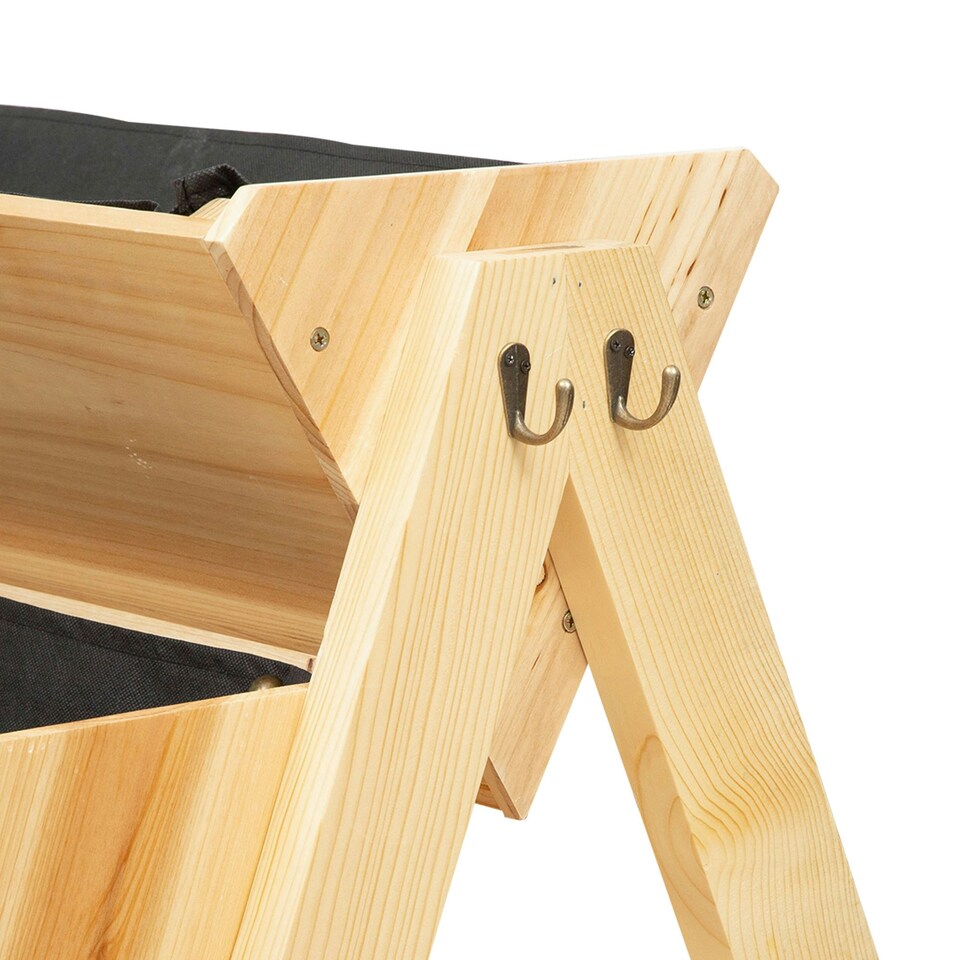 image 1 of Outsunny 3 Tier Wooden Garden Raised Bed Plant Bed with Clapboard and Hooks