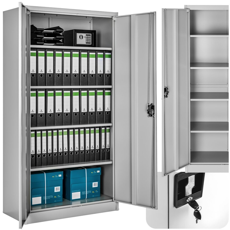 image 1 of Filing Cabinet Blain - 5 height-adjustable shelves, lockable doors Grey
