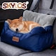 image 9 of Skylos Dog Car Seat Bed Pet Booster Travel Carrier with Safety Leash | Blue | Blue | 1